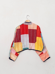 The Kaira Cropped Patchwork Ralli Quilt Jacket