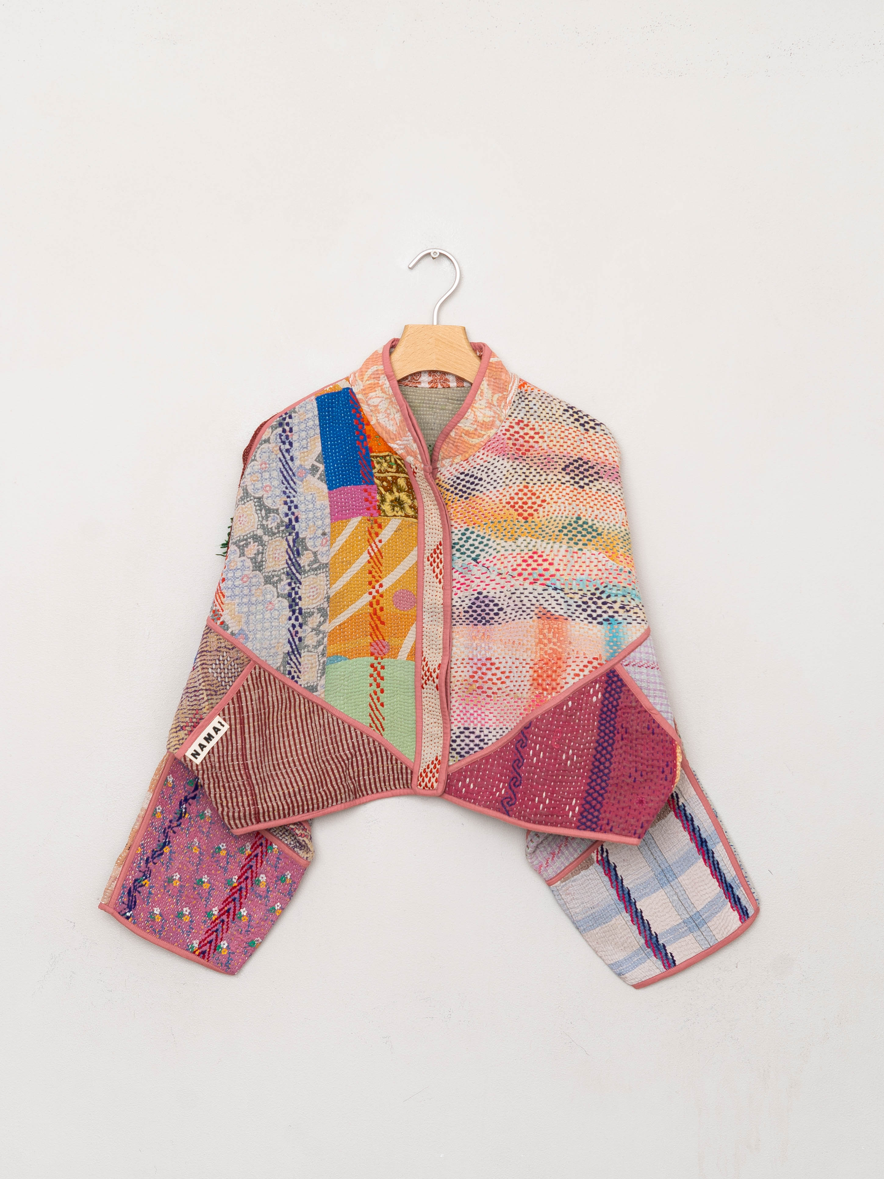 The Kaira Cropped Quilted Patchwork Kantha Jacket