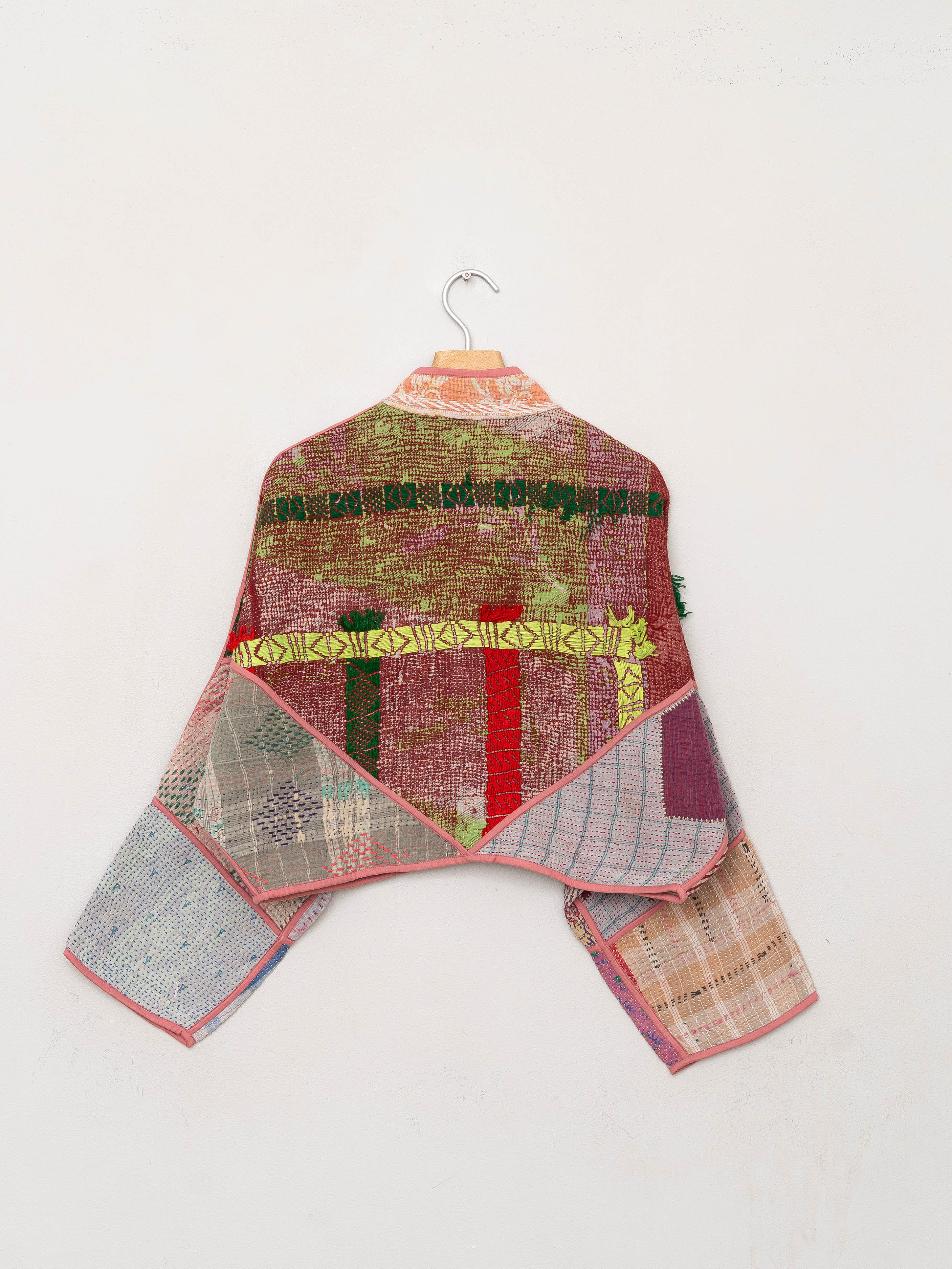 The Kaira Cropped Quilted Patchwork Kantha Jacket