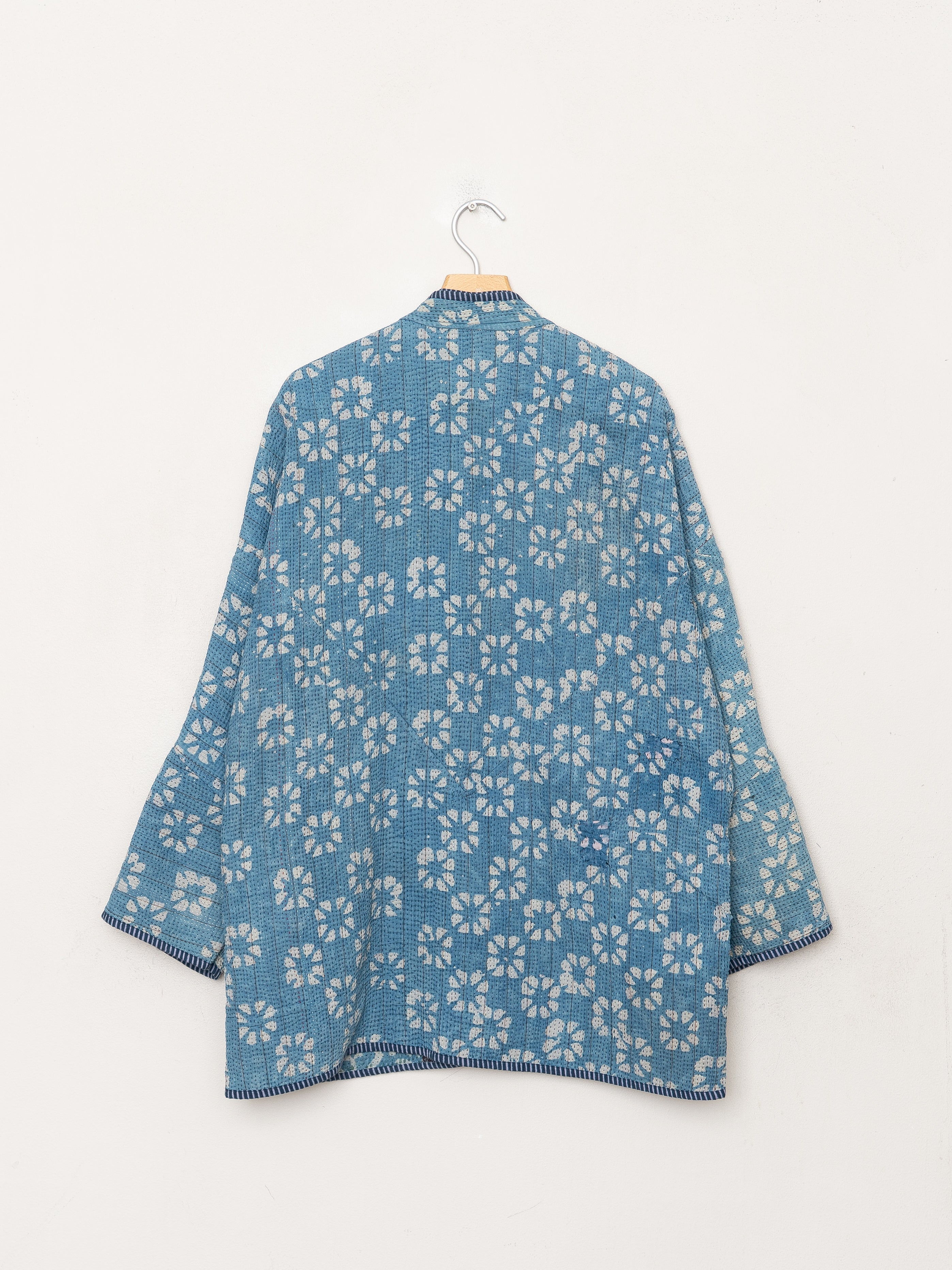 The Narmada Quilted Indigo Kantha Jacket