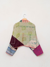 The Kaira Cropped Quilted Patchwork Kantha Jacket