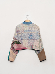 The Kaira Cropped Quilted Patchwork Kantha Jacket