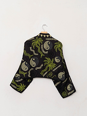 The Kaira Cropped Suzani Quilted Kantha Jacket