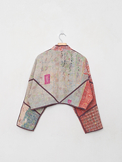 The Kaira Cropped Quilted Patchwork Kantha Jacket