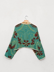 The Kaira Cropped Suzani Quilted Kantha Jacket