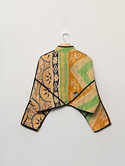 The Kaira Cropped Quilted Patchwork Kantha Jacket