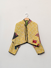 The Kaira Cropped Quilted Patchwork Kantha Jacket