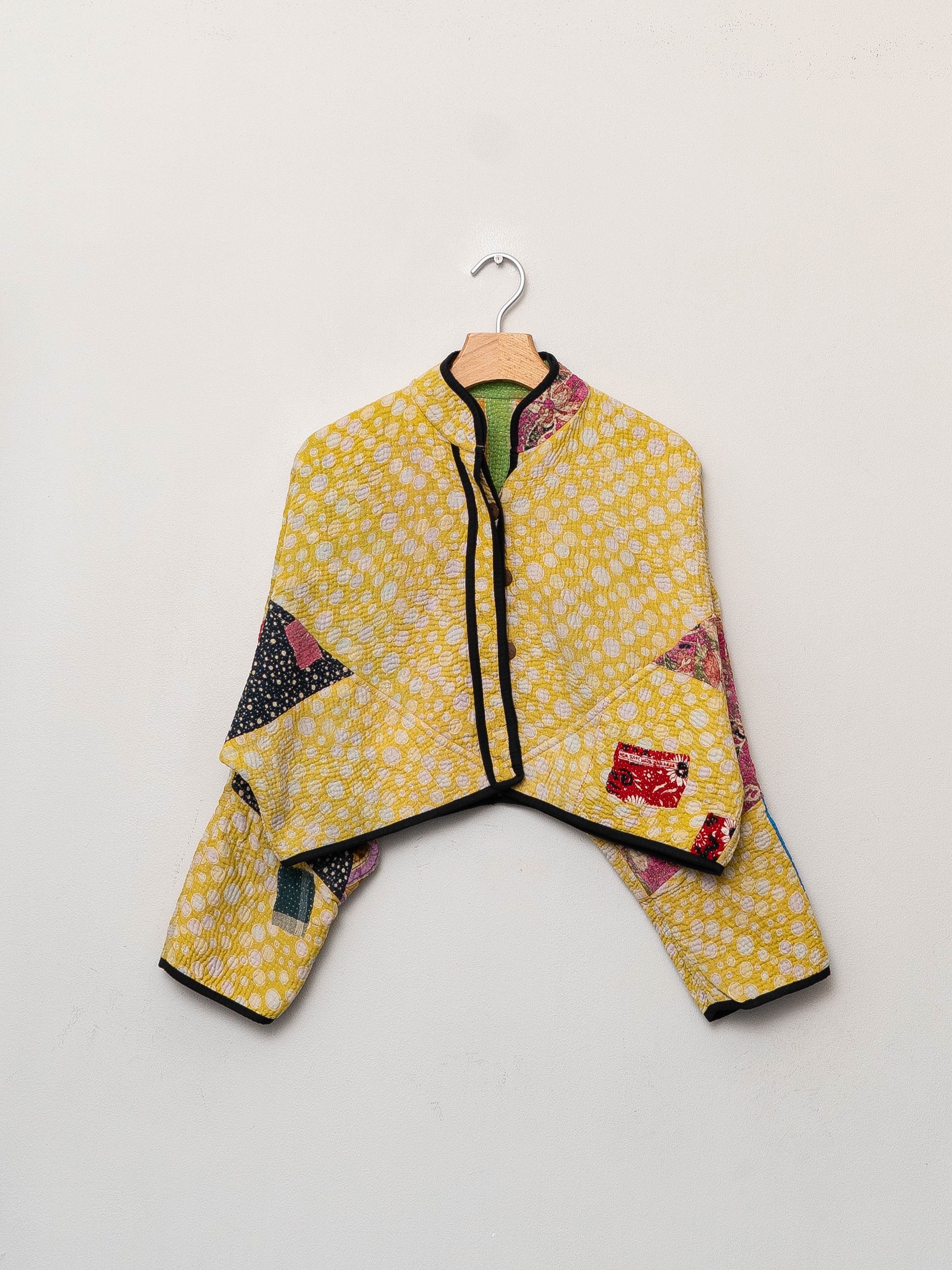The Kaira Cropped Quilted Patchwork Kantha Jacket