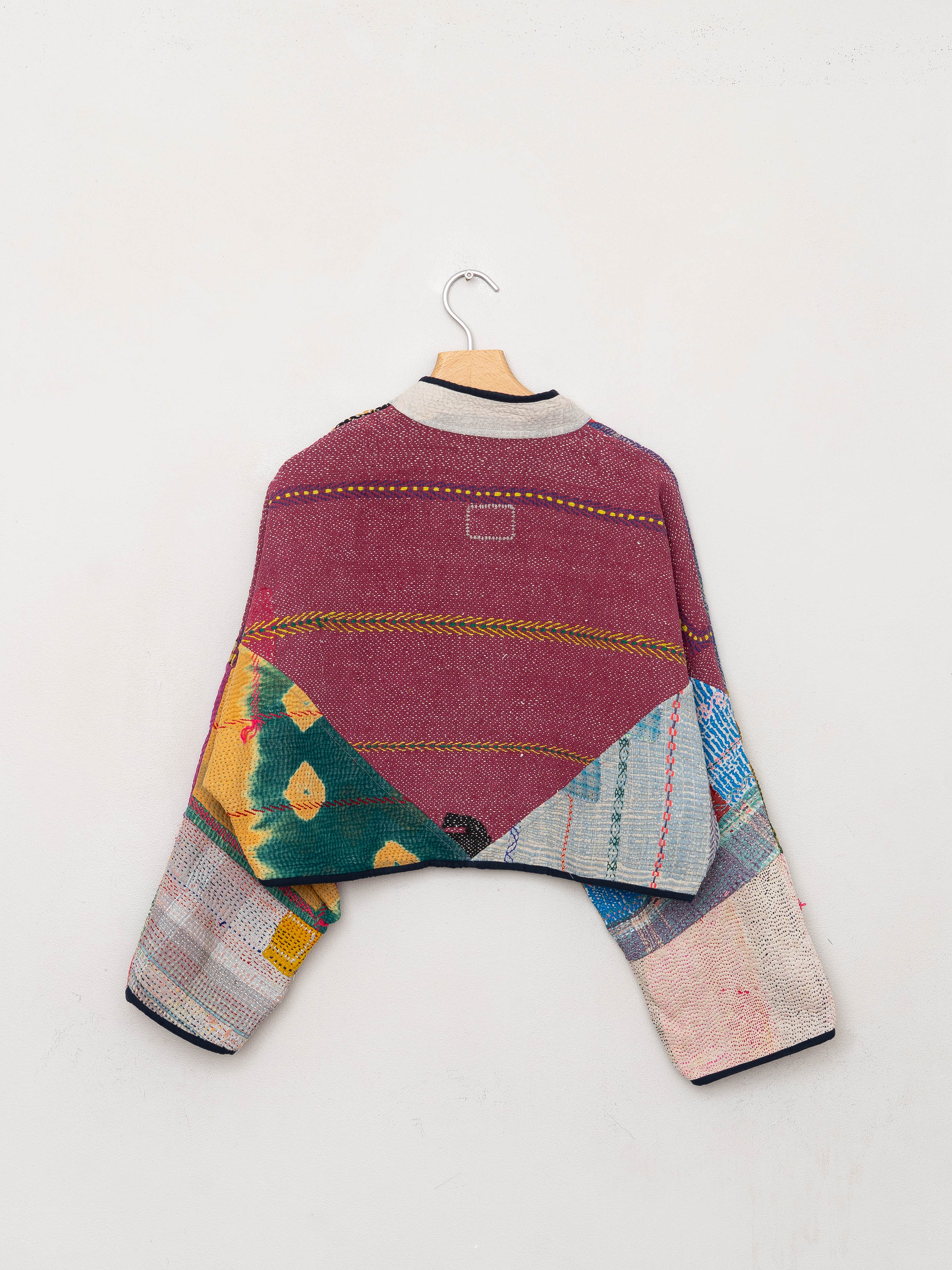 The Kaira Cropped Quilted Patchwork Kantha Jacket