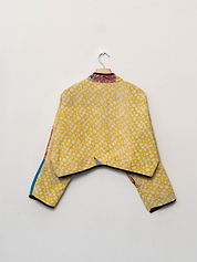 The Kaira Cropped Quilted Patchwork Kantha Jacket