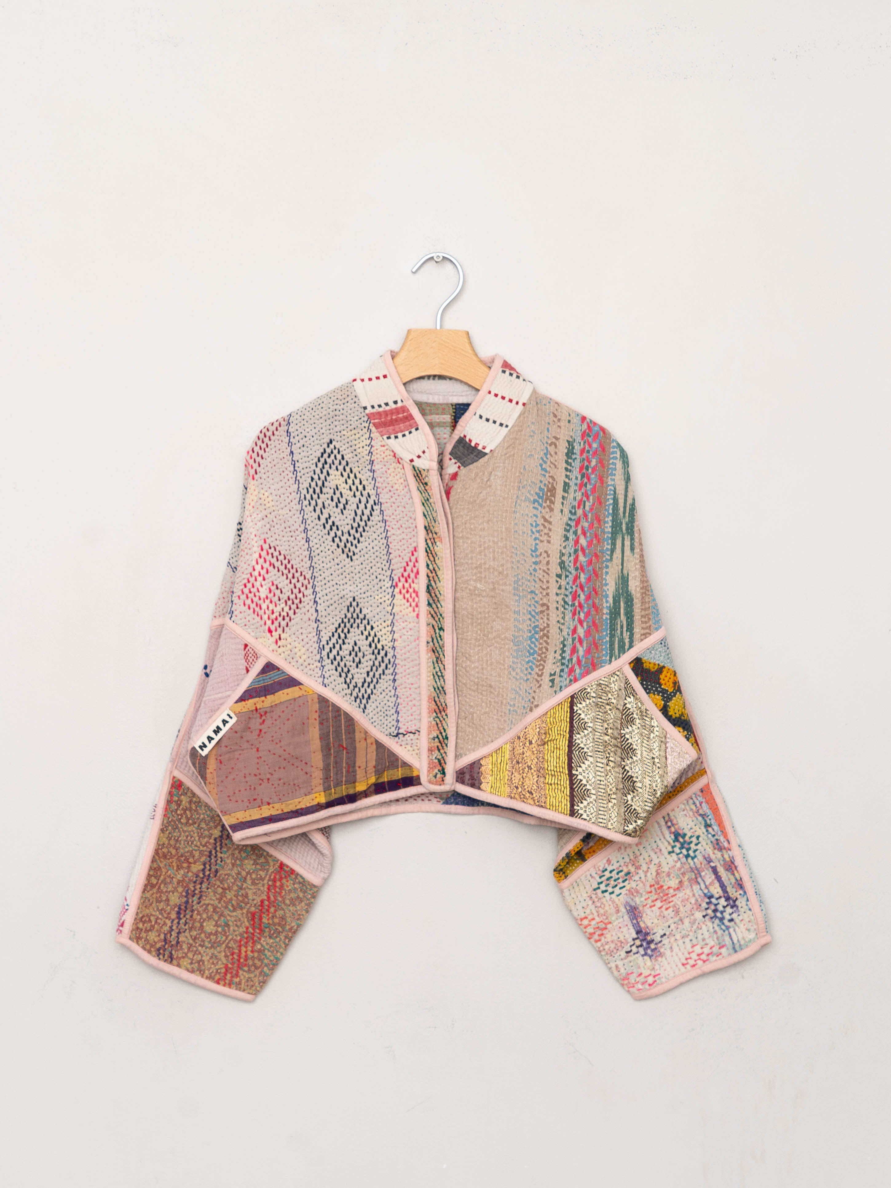 The Kaira Cropped Quilted Patchwork Kantha Jacket