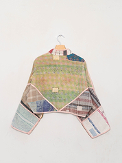 The Kaira Cropped Quilted Patchwork Kantha Jacket