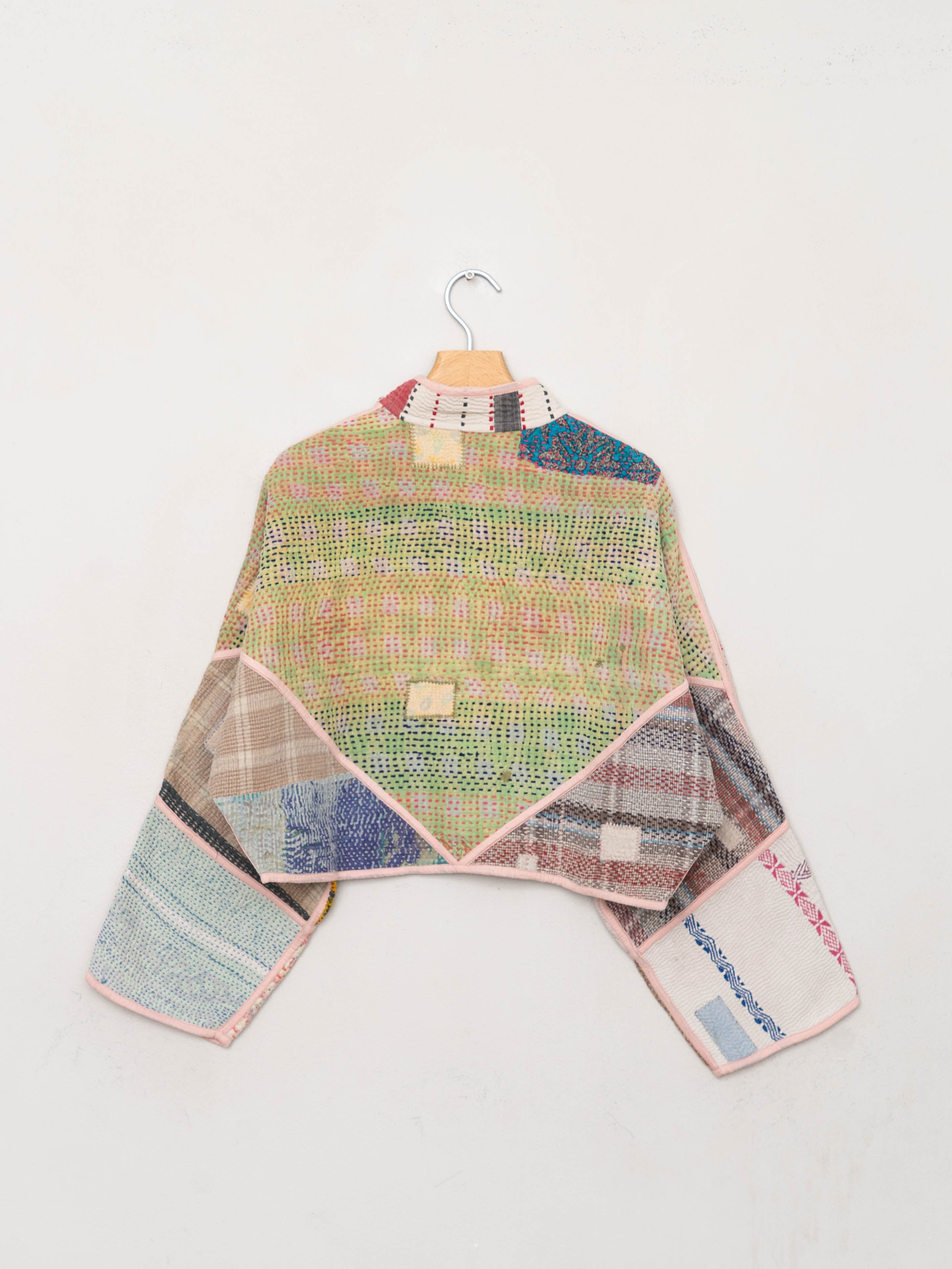 The Kaira Cropped Quilted Patchwork Kantha Jacket