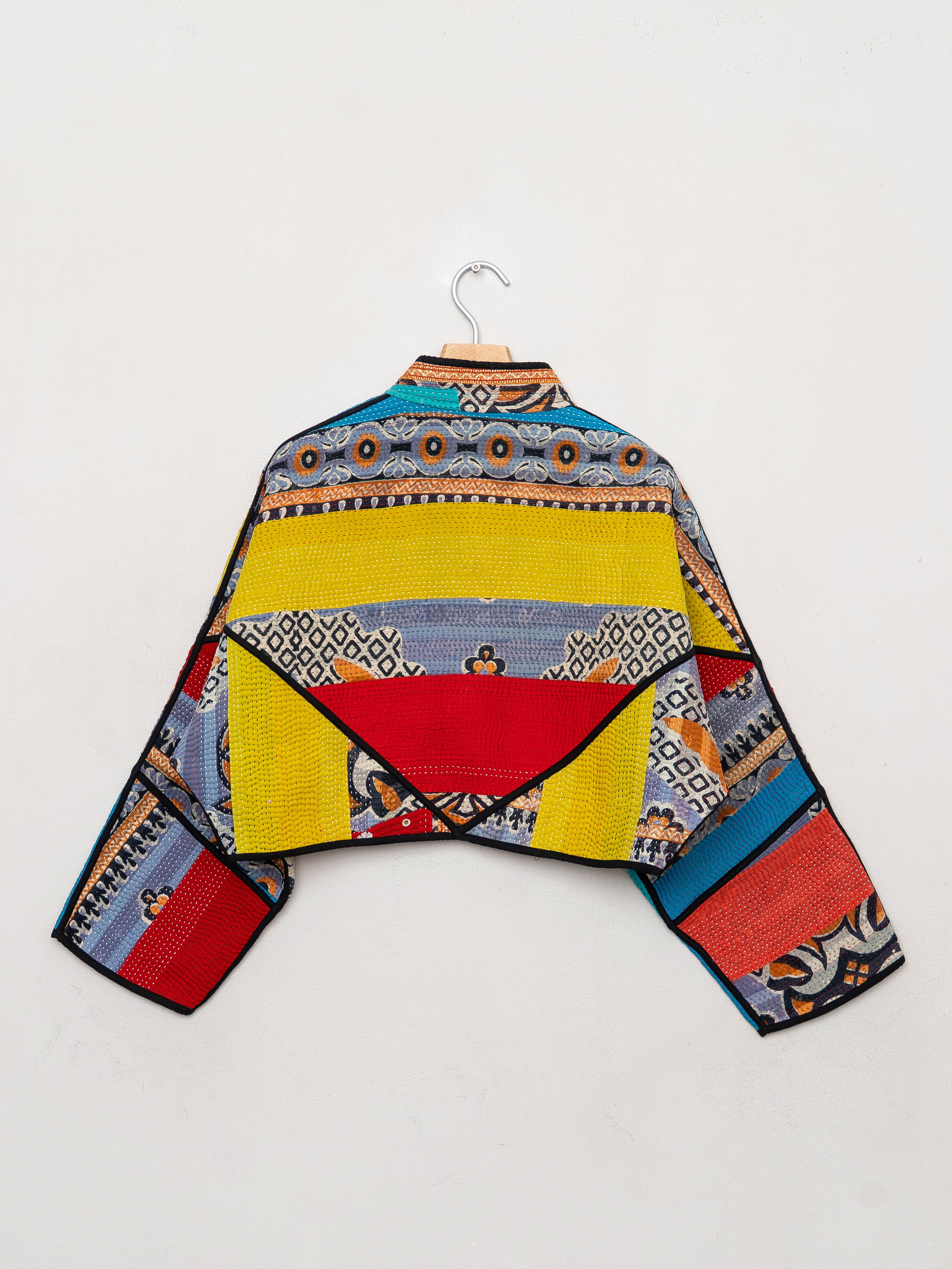 The Kaira Cropped Quilted Patchwork Kantha Jacket