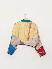 The Kaira Cropped Quilted Patchwork Kantha Jacket