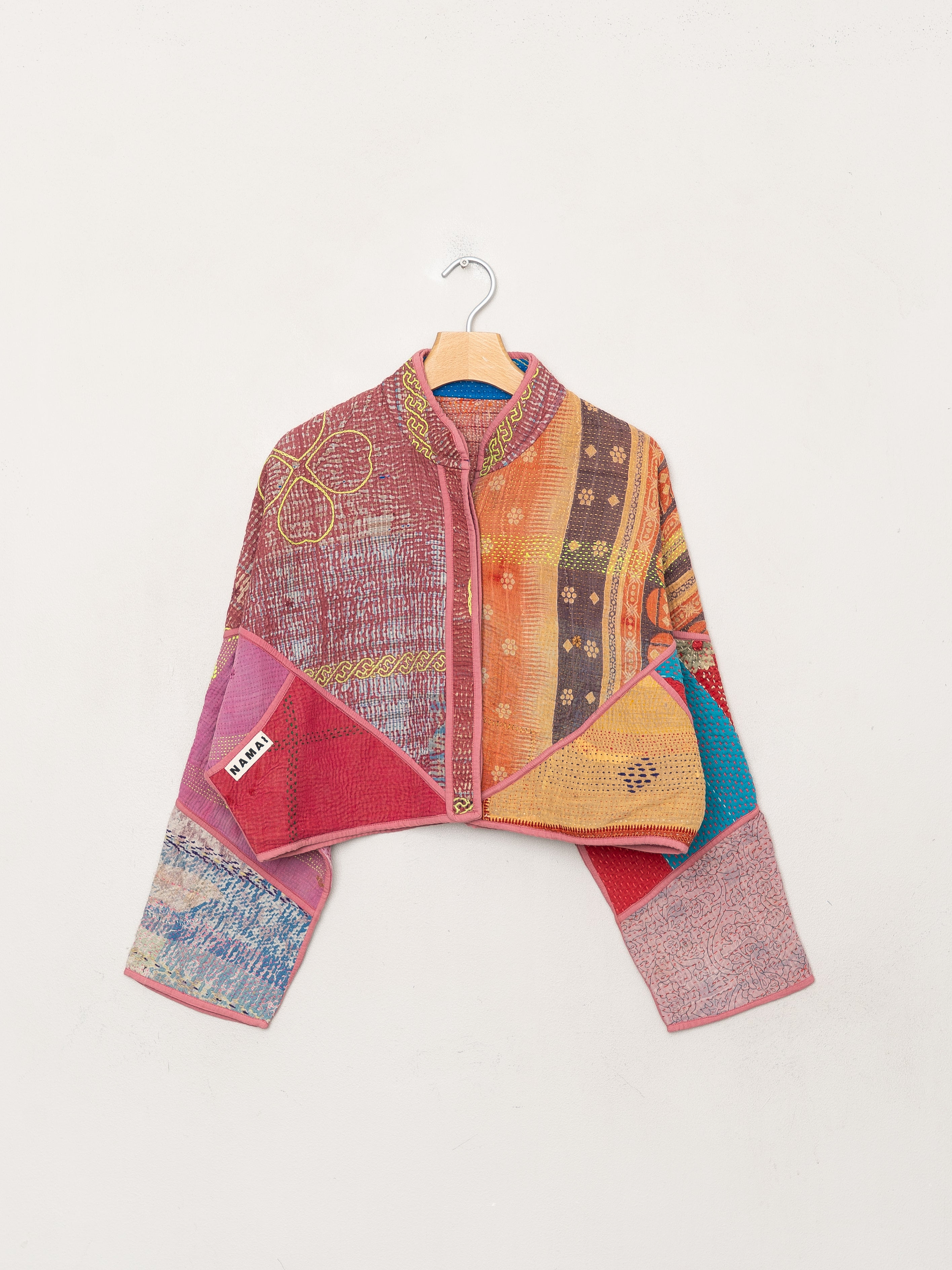 The Kaira Cropped Quilted Patchwork Kantha Jacket