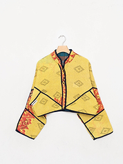 The Kaira Cropped Quilted Patchwork Kantha Jacket