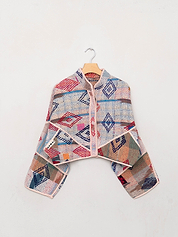 The Kaira Cropped Quilted Patchwork Kantha Jacket