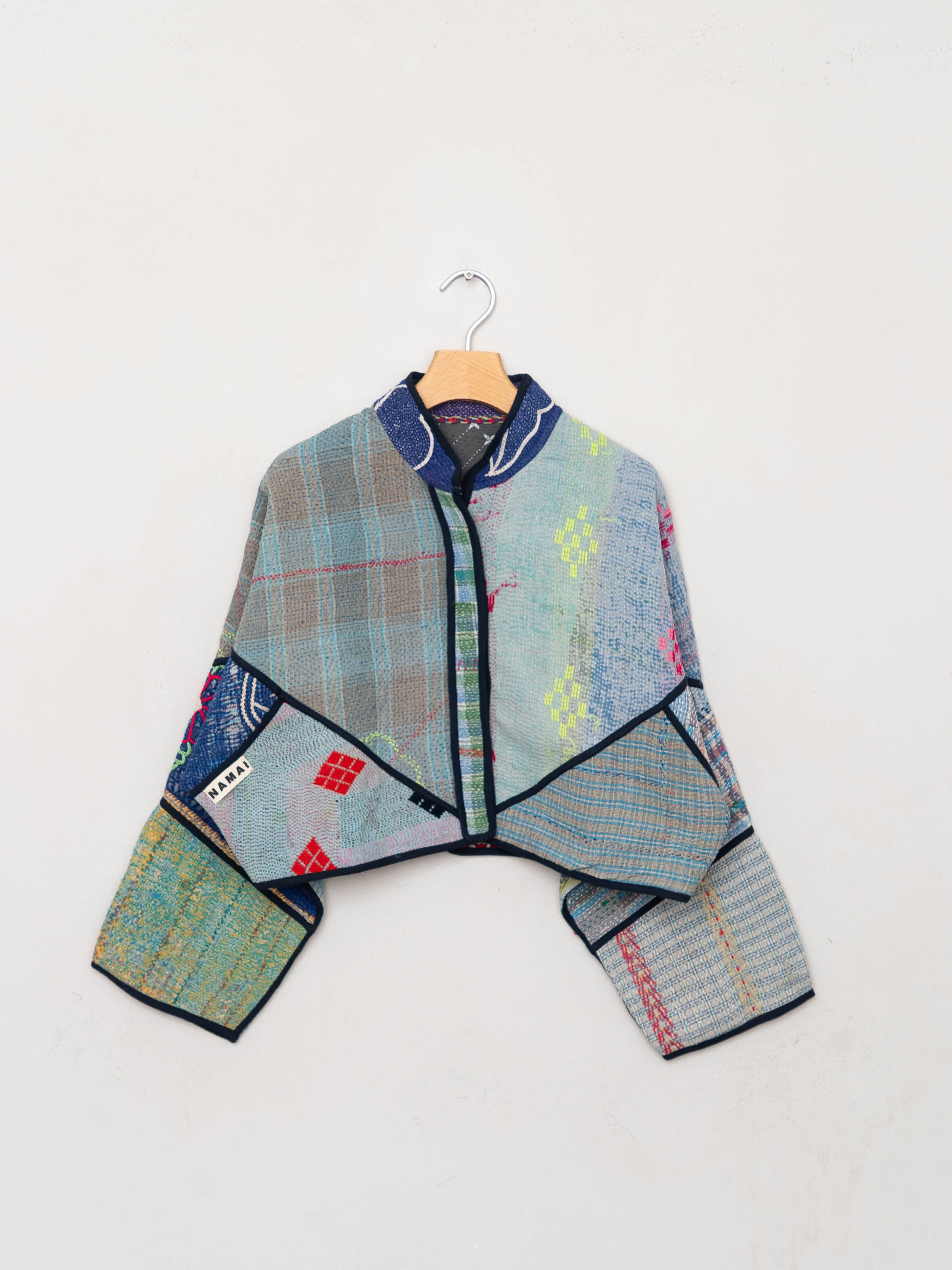 The Kaira Cropped Quilted Patchwork Kantha Jacket