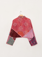 The Kaira Cropped Quilted Patchwork Kantha Jacket