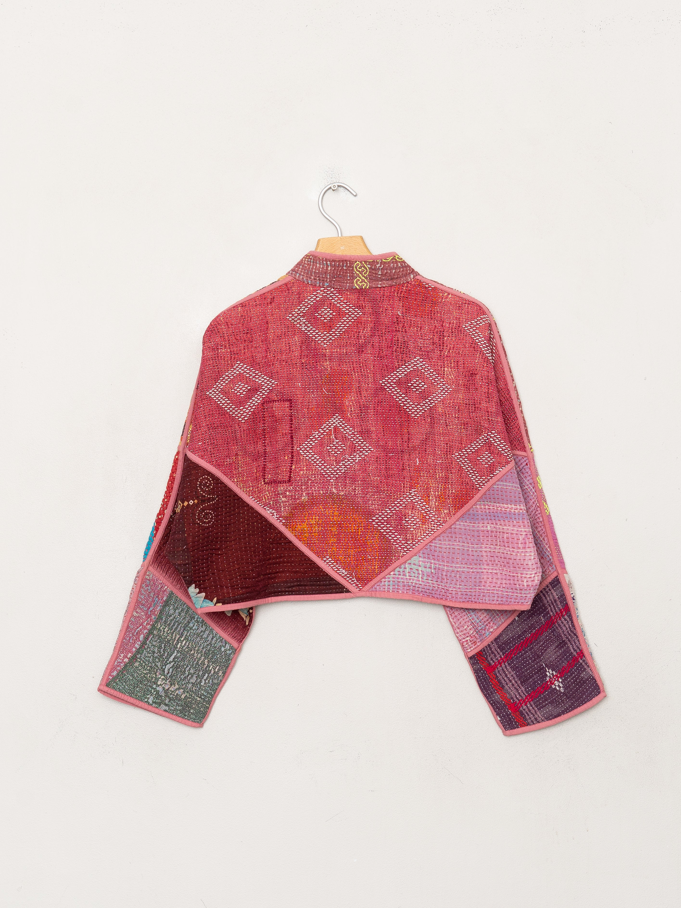 The Kaira Cropped Quilted Patchwork Kantha Jacket