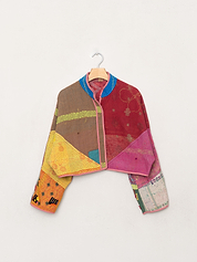 The Kaira Cropped Quilted Patchwork Kantha Jacket