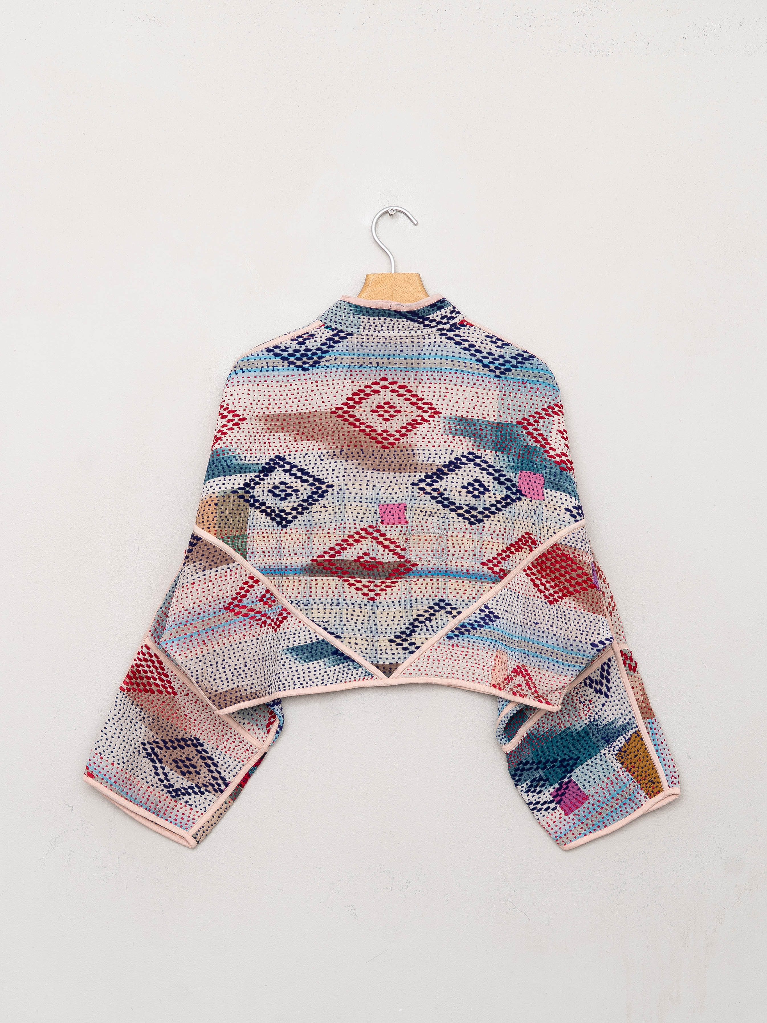 The Kaira Cropped Quilted Patchwork Kantha Jacket
