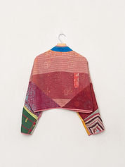 The Kaira Cropped Quilted Patchwork Kantha Jacket
