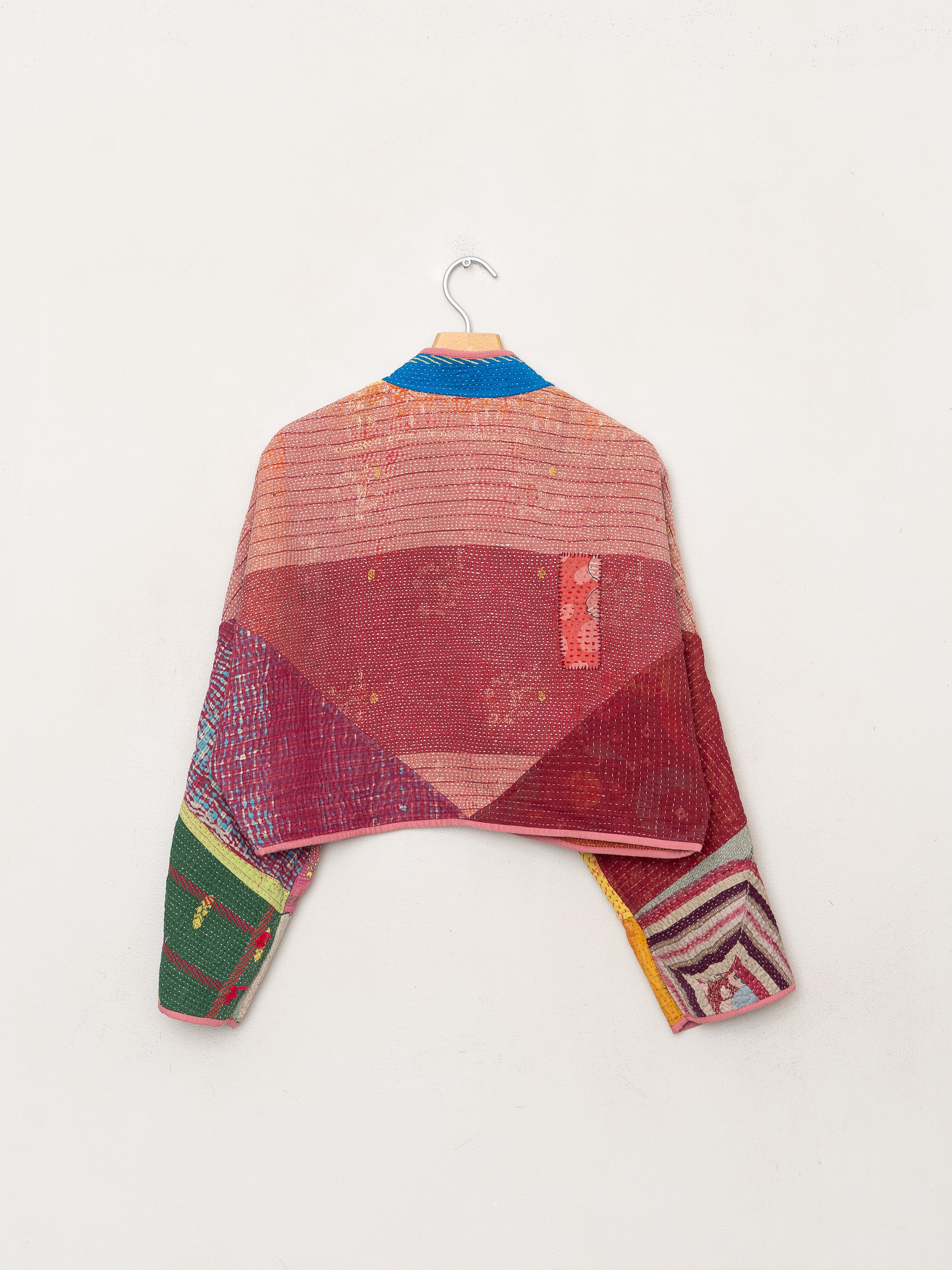 The Kaira Cropped Quilted Patchwork Kantha Jacket