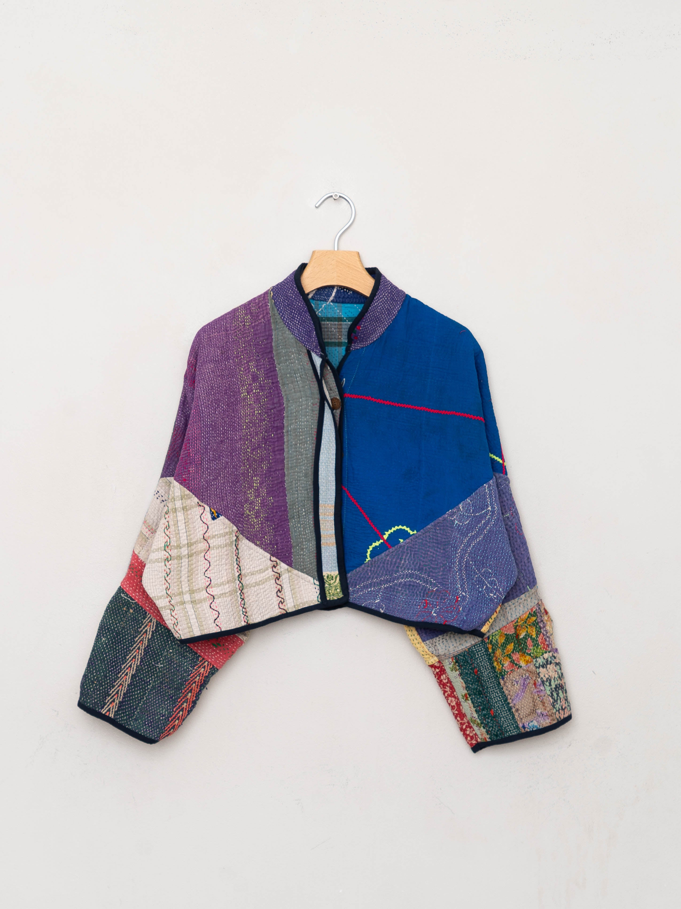 The Kaira Cropped Quilted Patchwork Kantha Jacket