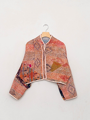 The Kaira Cropped Quilted Patchwork Kantha Jacket