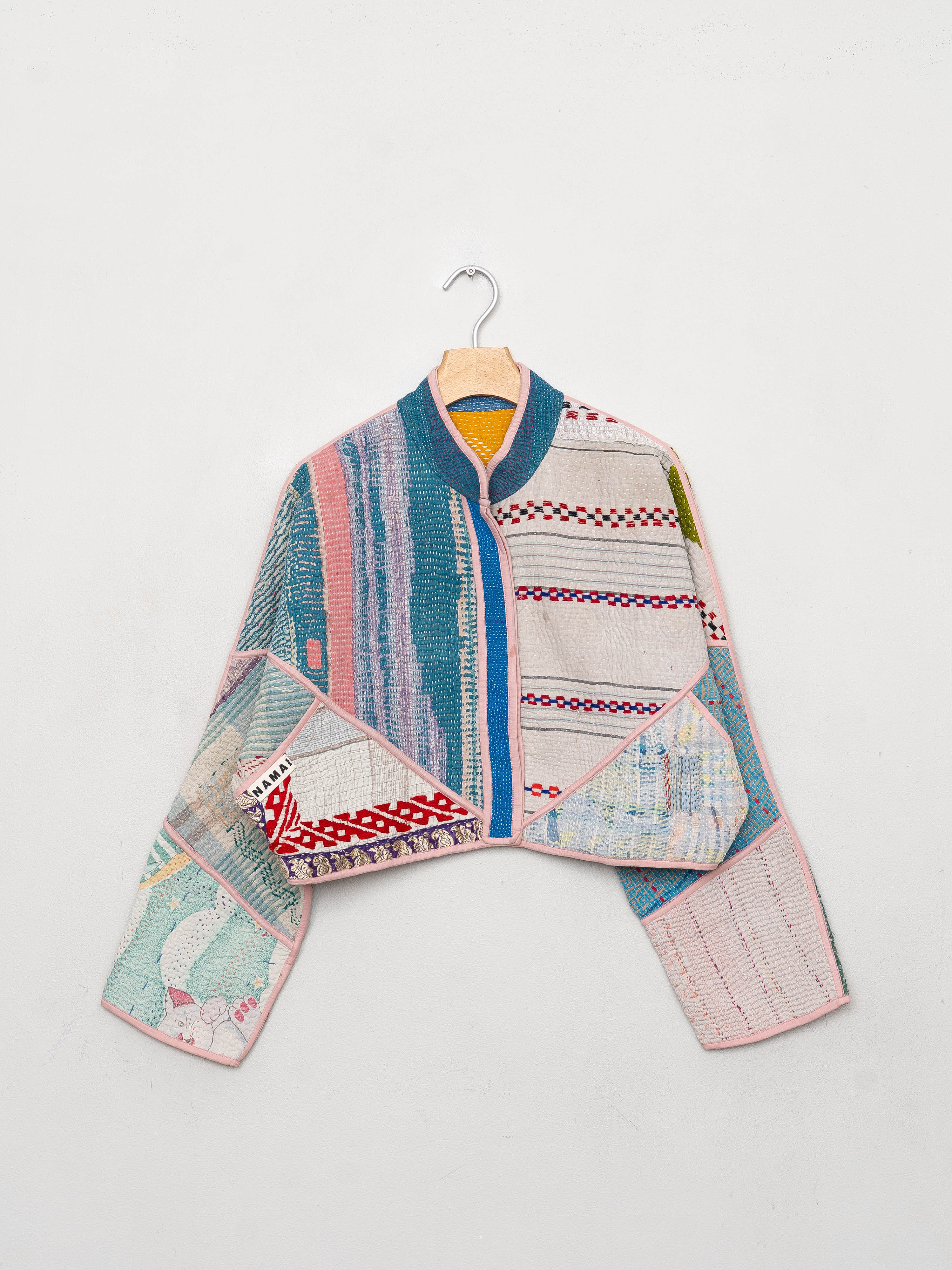 The Kaira Cropped Quilted Patchwork Kantha Jacket