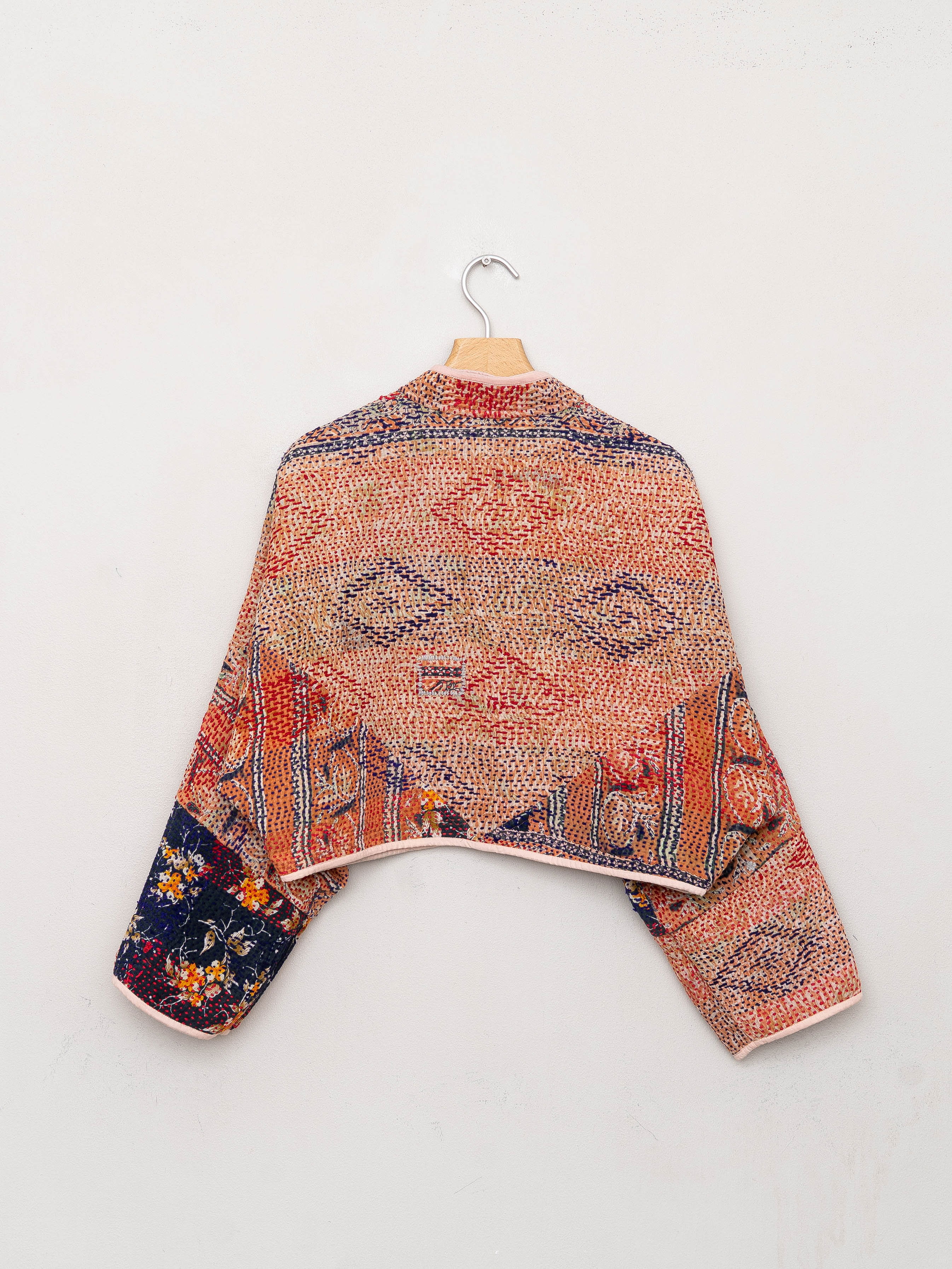 The Kaira Cropped Quilted Patchwork Kantha Jacket