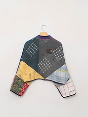 The Kaira Cropped Quilted Patchwork Kantha Jacket