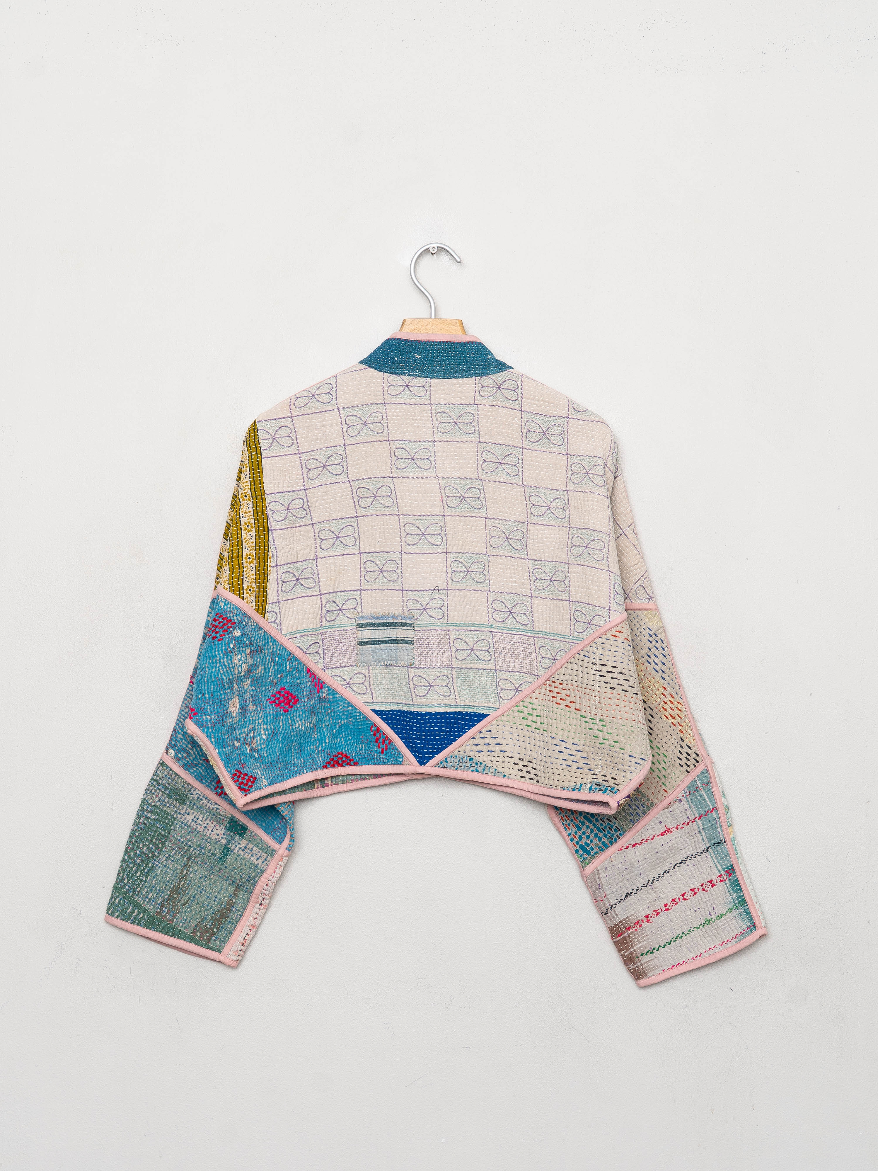 The Kaira Cropped Quilted Patchwork Kantha Jacket