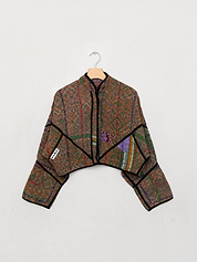 The Kaira Cropped Quilted Indigo Kantha Jacket
