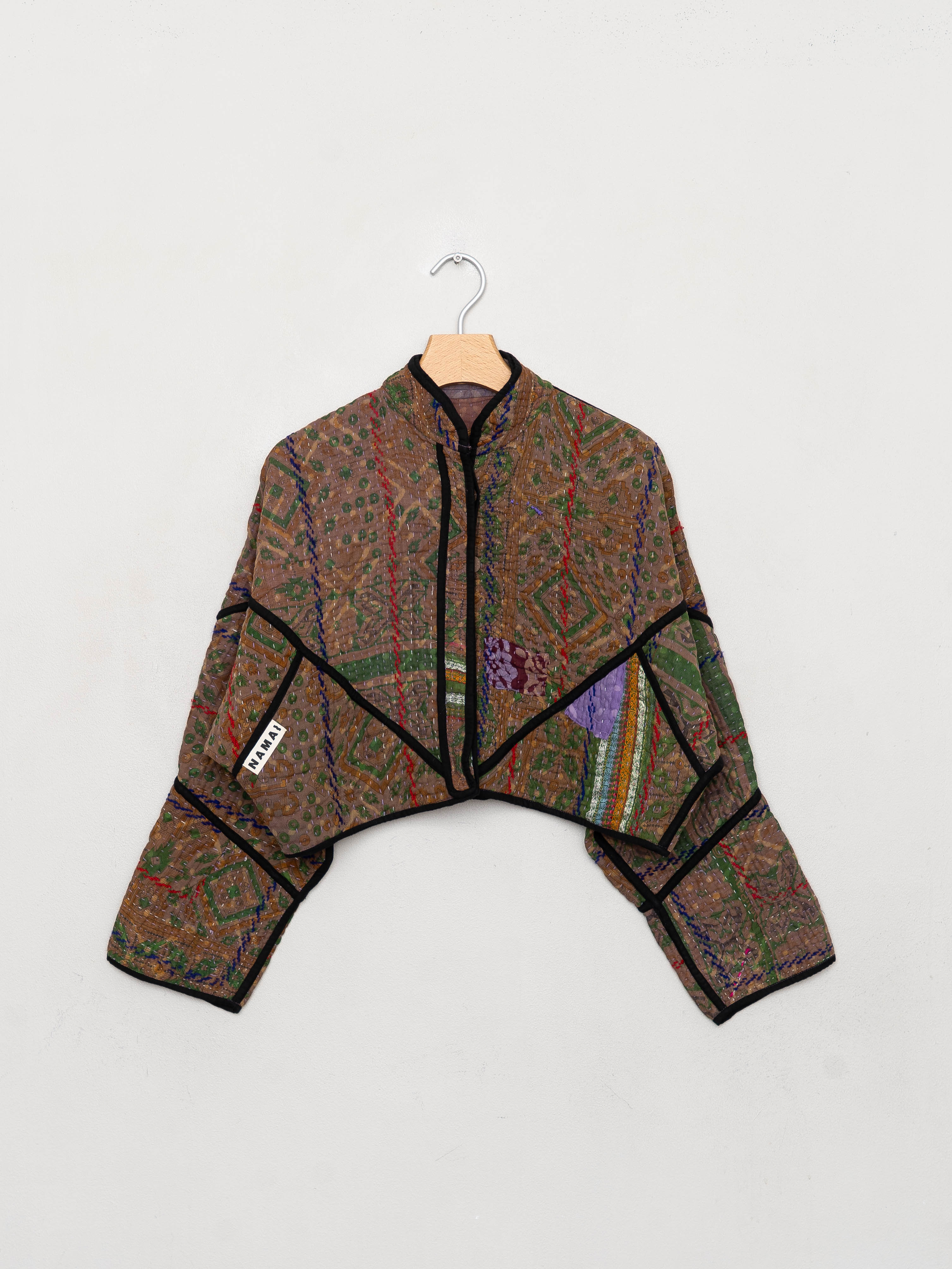 The Kaira Cropped Quilted Indigo Kantha Jacket