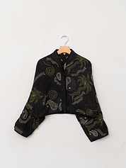 The Kaira Cropped Suzani Quilted Kantha Jacket