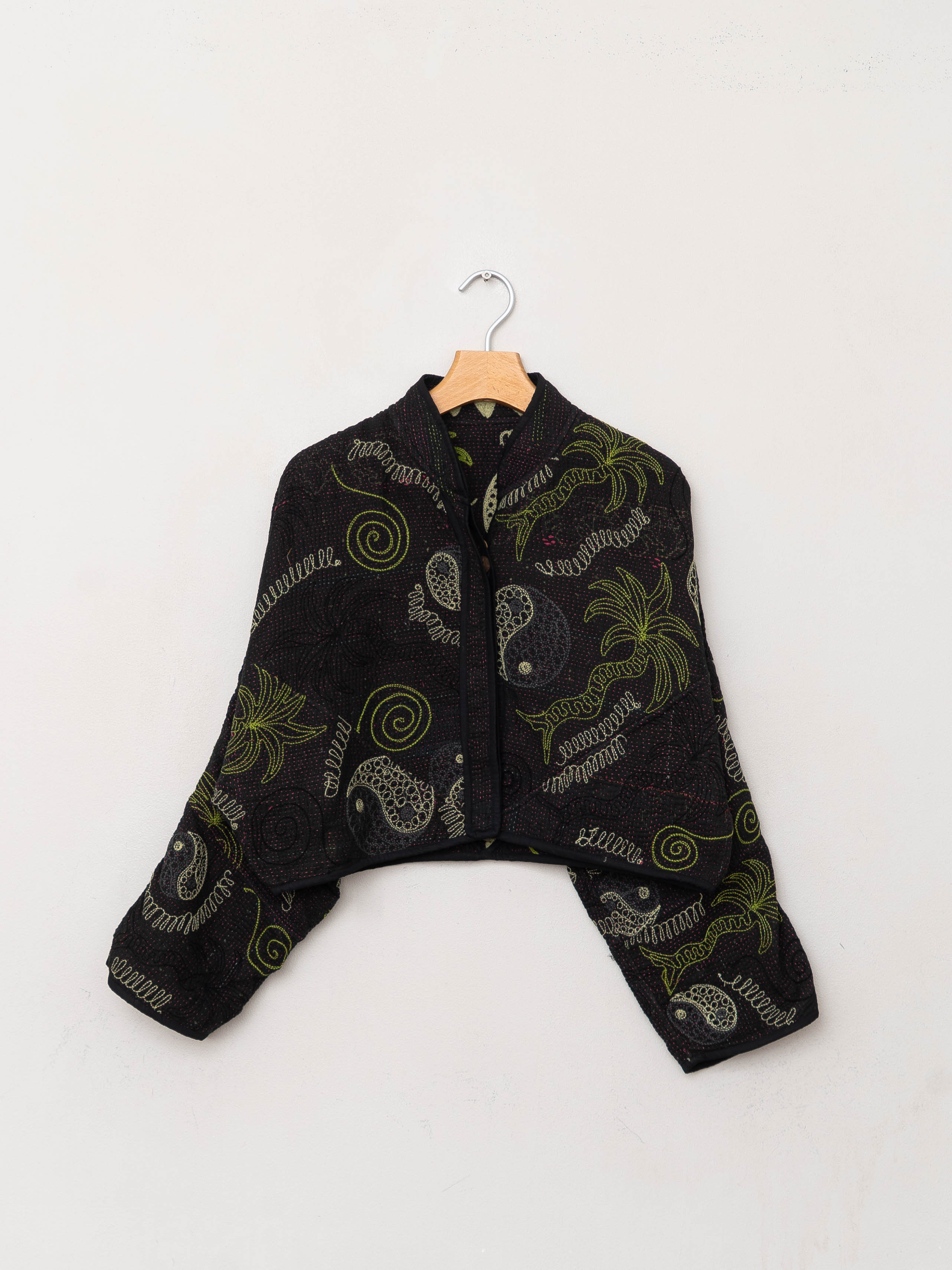 The Kaira Cropped Suzani Quilted Kantha Jacket