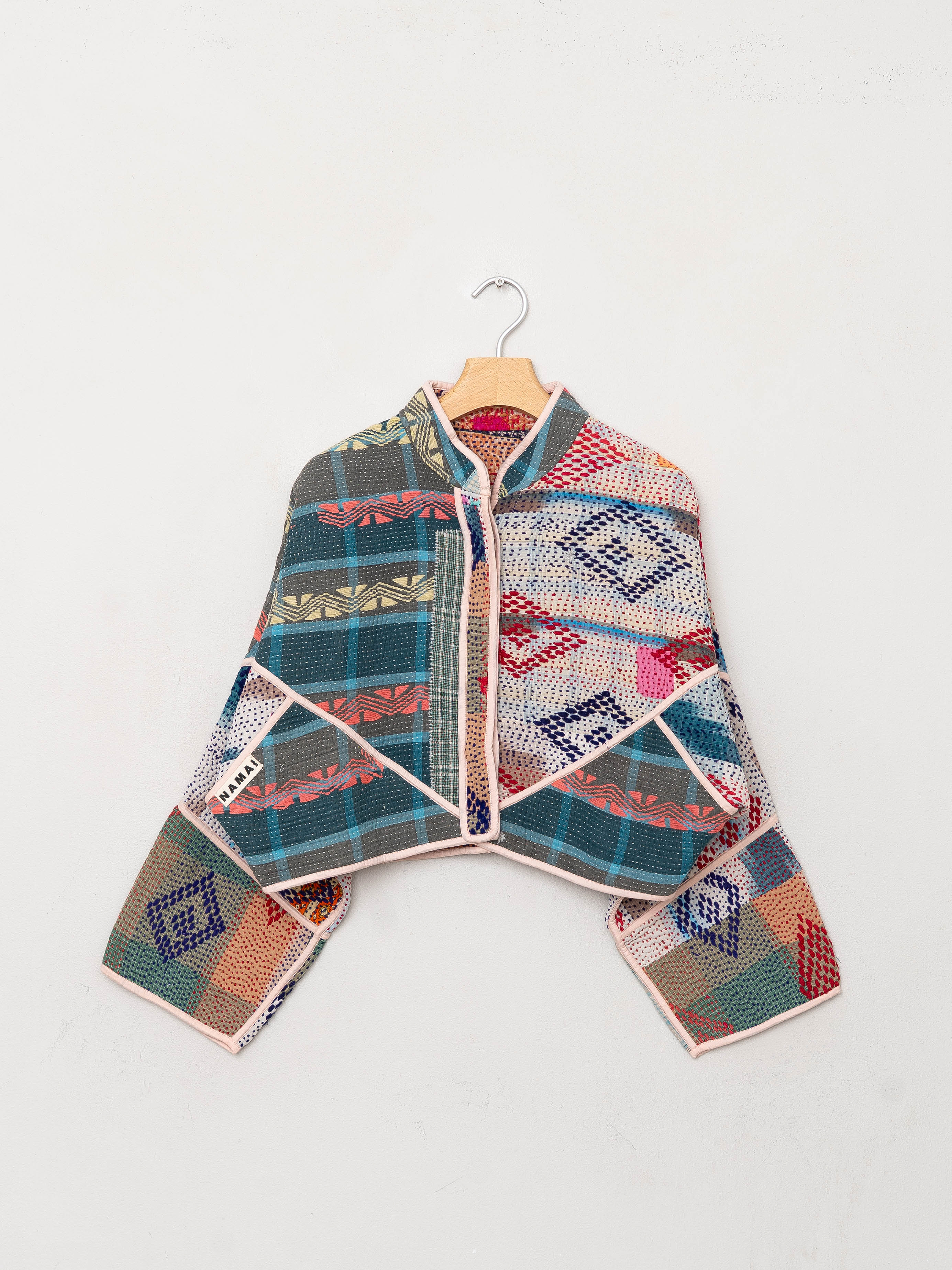 The Kaira Cropped Quilted Patchwork Kantha Jacket