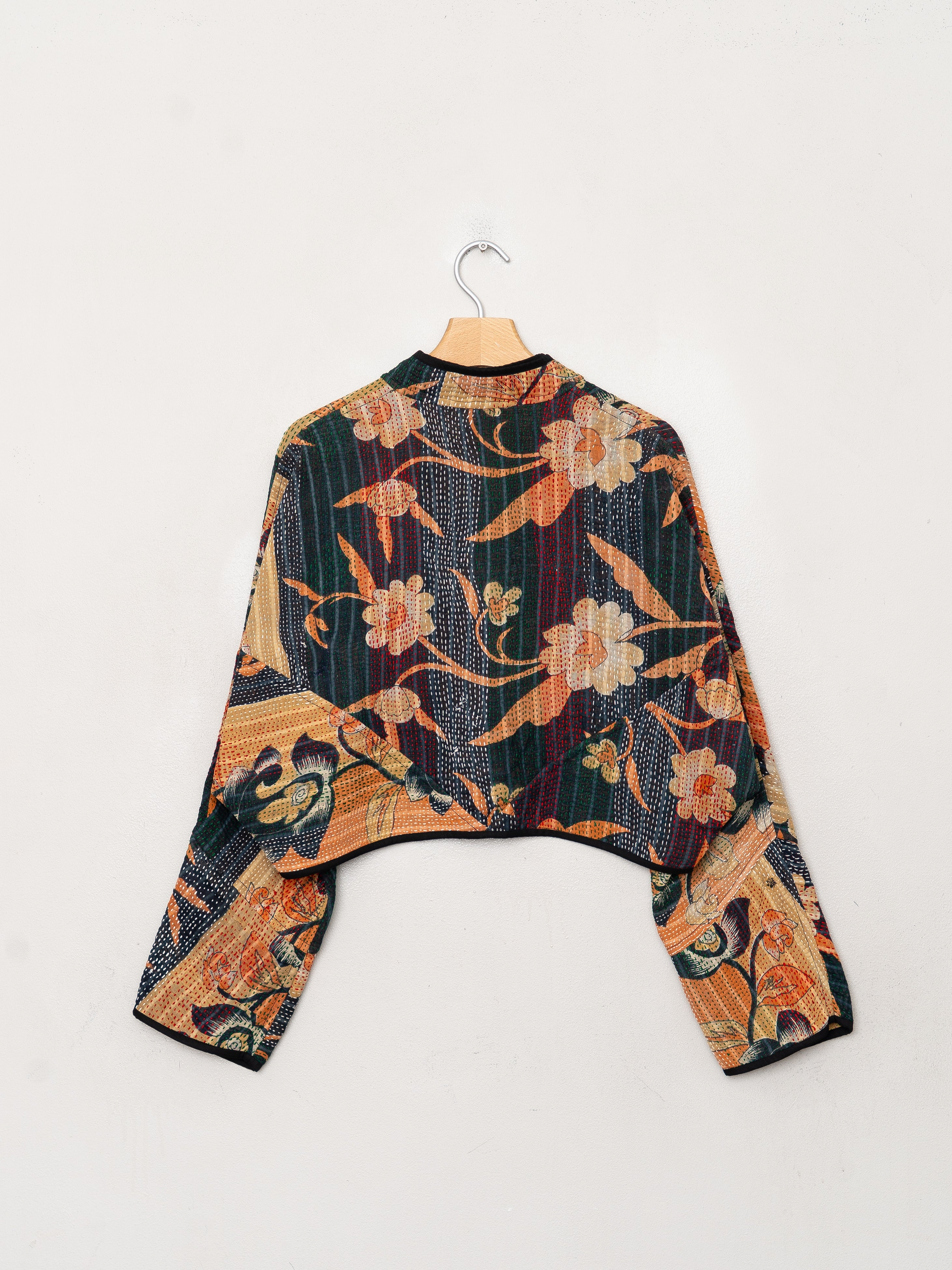 The Kaira Cropped Quilted Patchwork Kantha Jacket