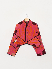 The Kaira Cropped Suzani Quilted Kantha Jacket