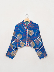 The Kaira Cropped Suzani Quilted Kantha Jacket