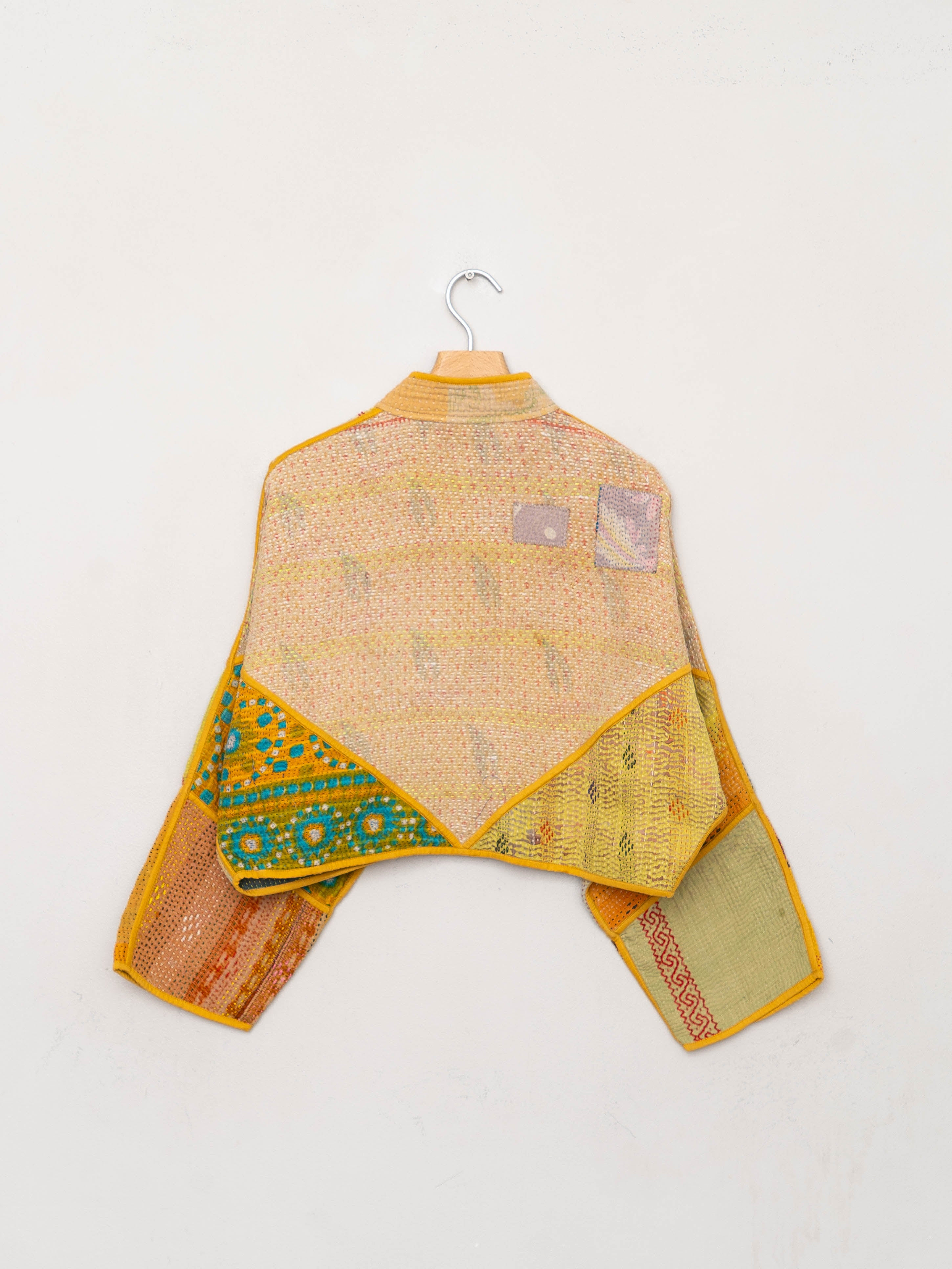 The Kaira Cropped Quilted Patchwork Kantha Jacket