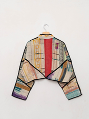 The Kaira Cropped Quilted Patchwork Kantha Jacket