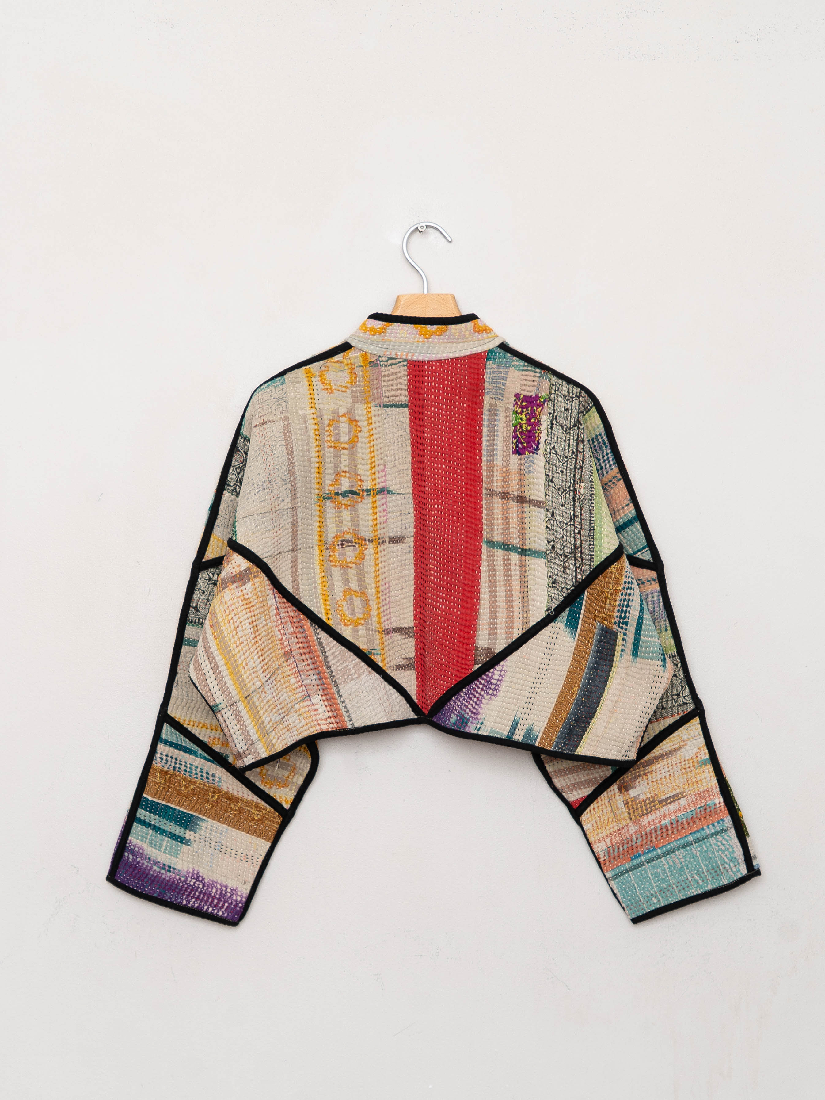 The Kaira Cropped Quilted Patchwork Kantha Jacket
