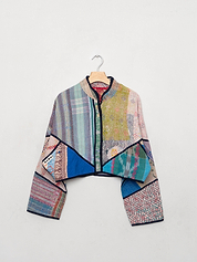 The Kaira Cropped Quilted Patchwork Kantha Jacket