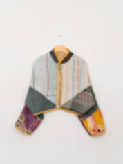 The Kaira Cropped Quilted Patchwork Kantha Jacket