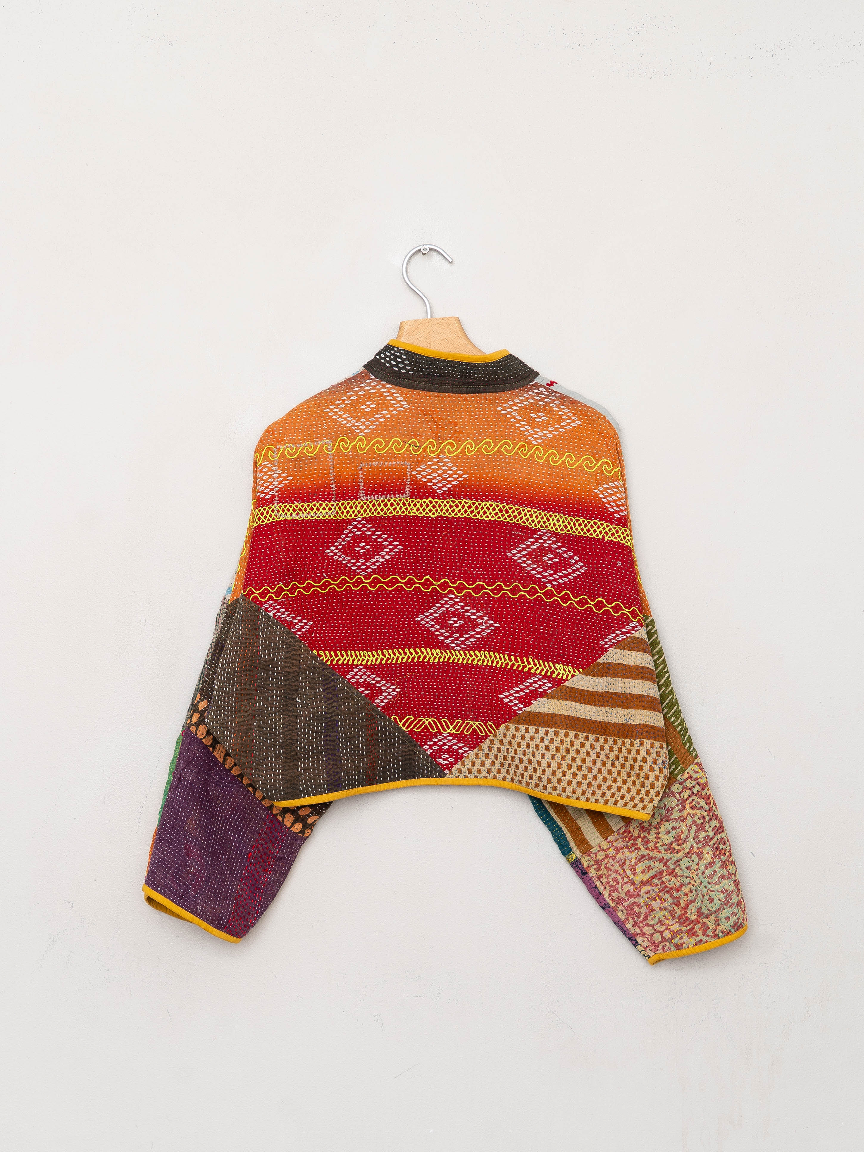 The Kaira Cropped Quilted Patchwork Kantha Jacket