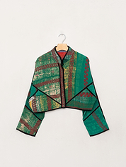 The Kaira Cropped Quilted Patchwork Kantha Jacket